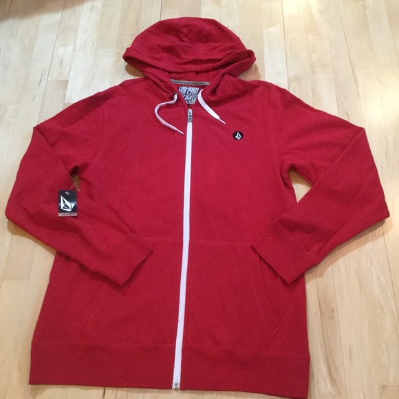 red volcom hoodie